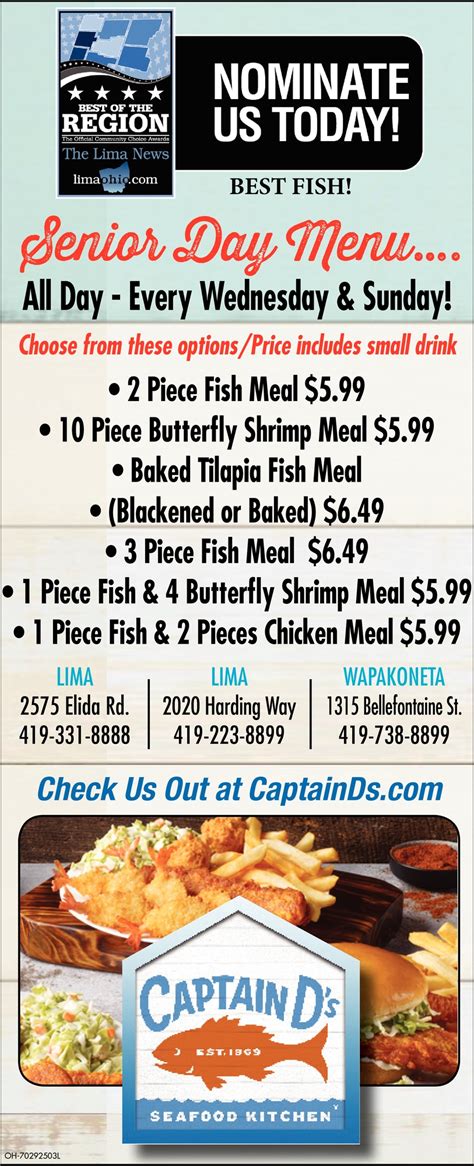 captain d senior menu prices