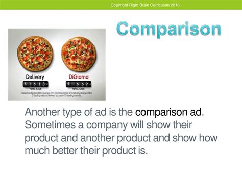 caption in a comparison ad