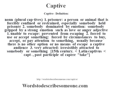 captive meaning in english with example
