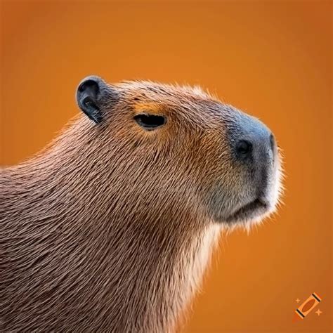 capybara with orange on his head