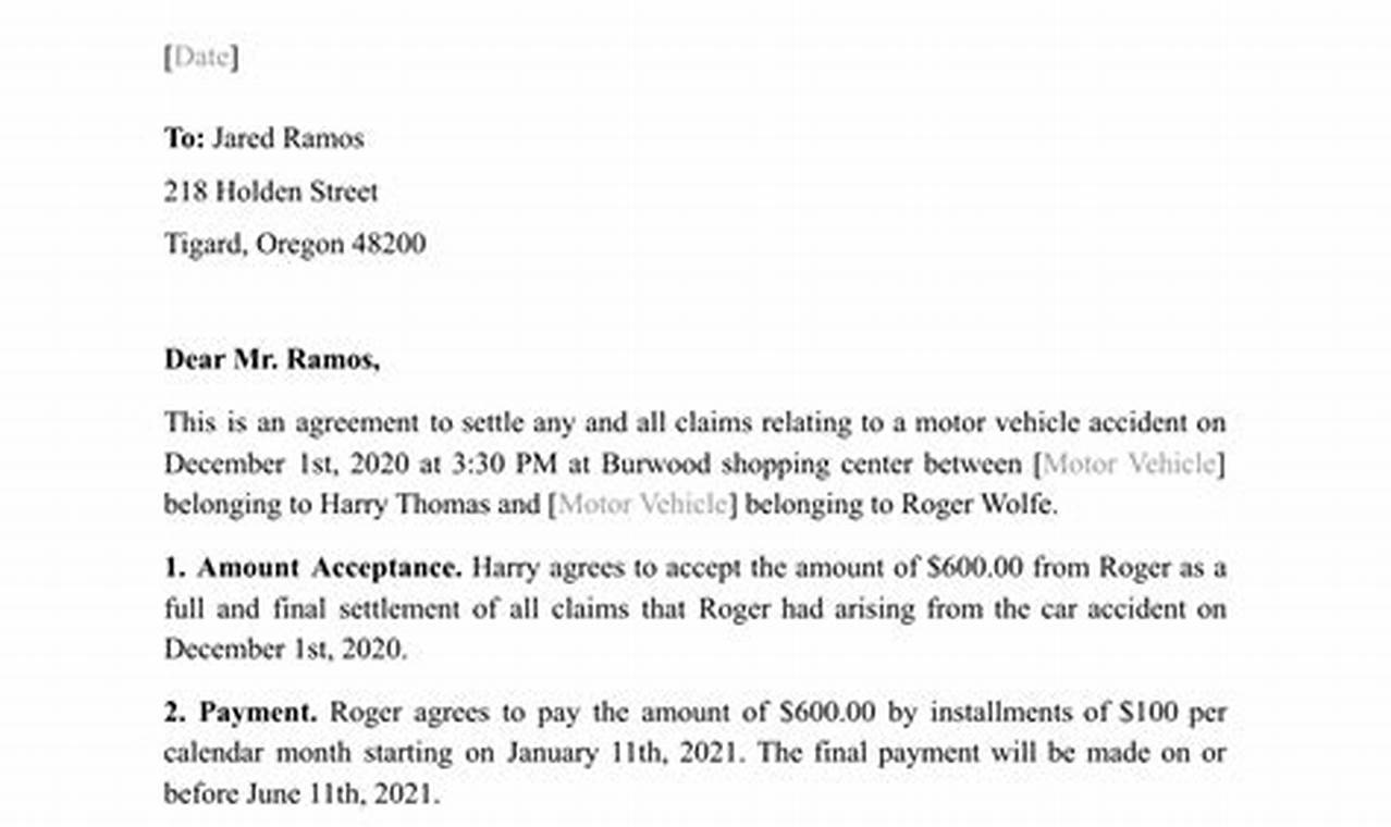 Car Accident Settlement Letter Template: A Comprehensive Guide