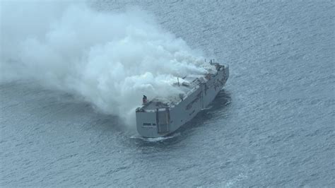 car carrying ship on fire