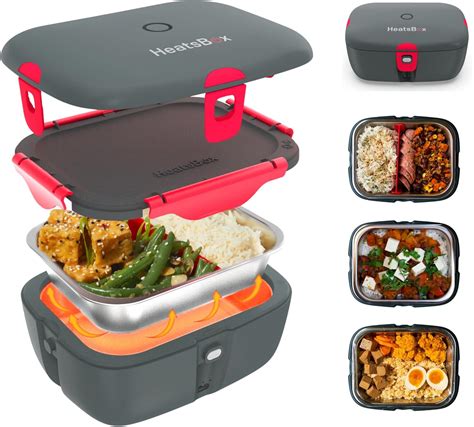 LOHOME Electric Heating Lunch Box Insulated Car Lunch Box Bento Meal