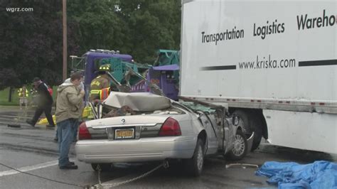 car hits tractor trailer
