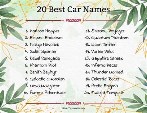 Car Name Generator Fantasy