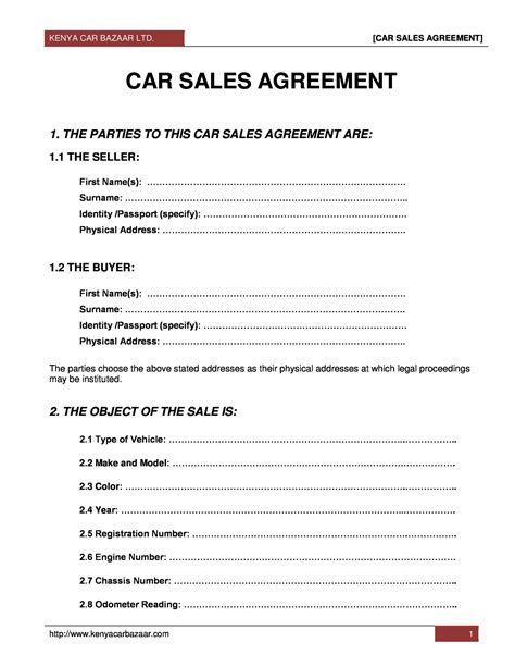car purchase contract template