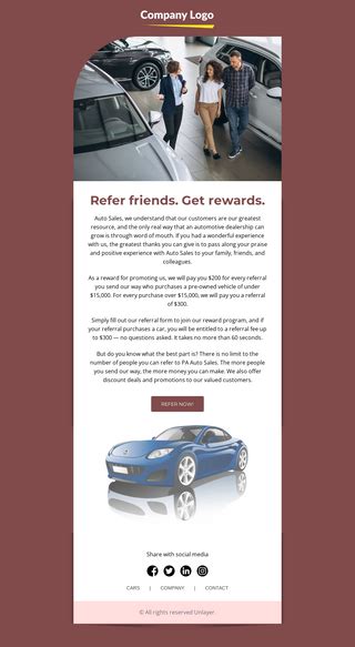 car sales referral email template