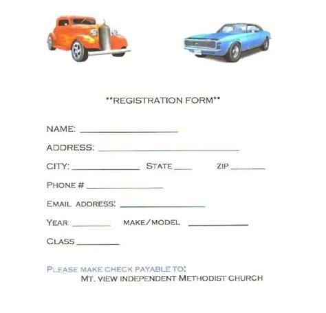 car show entry form template