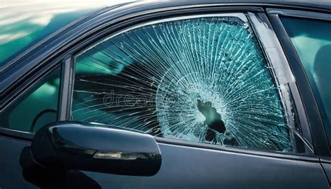 car window damage close up