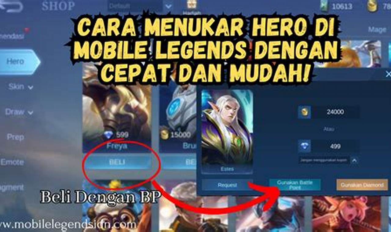 cara menukar hero di mobile legend