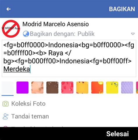 Cara Bikin Status FB Berwarna