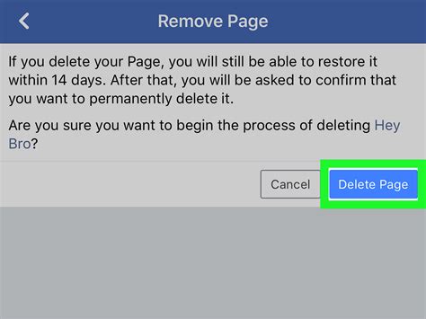 cara delete page facebook