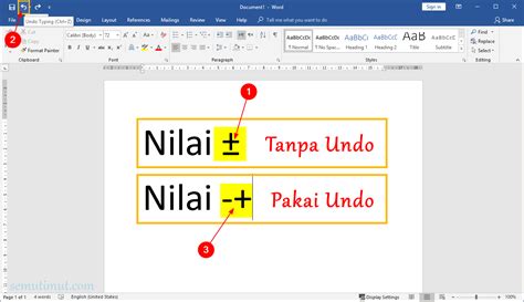 cara membuat simbol kurang lebih Microsoft Word