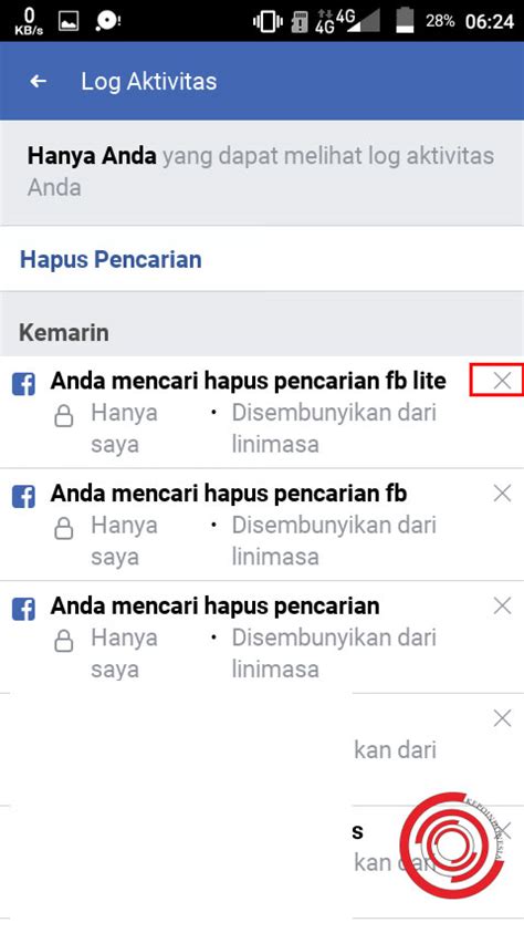 Cara Menghapus Pencarian di FB Lite