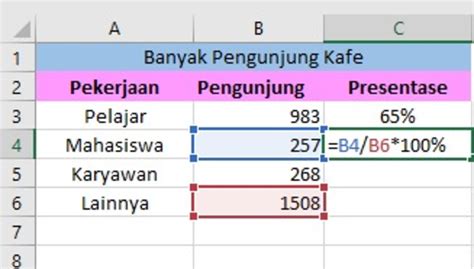 cara menghitung dengan excel