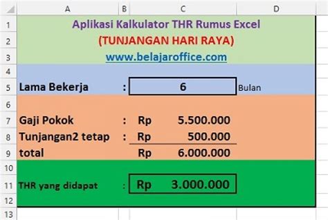 cara menghitung pajak thr dengan excel