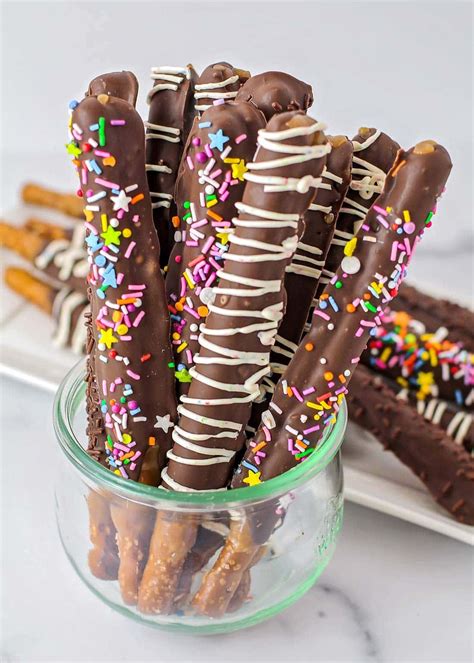 caramel and chocolate covered pretzel rods