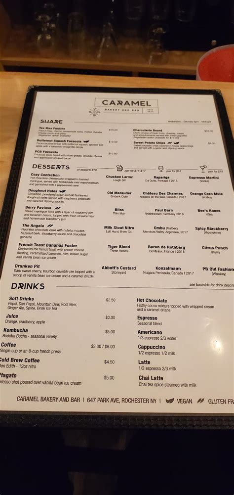 caramel bakery and bar menu