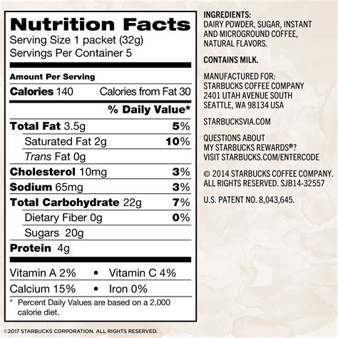 caramel coffee nutrition facts