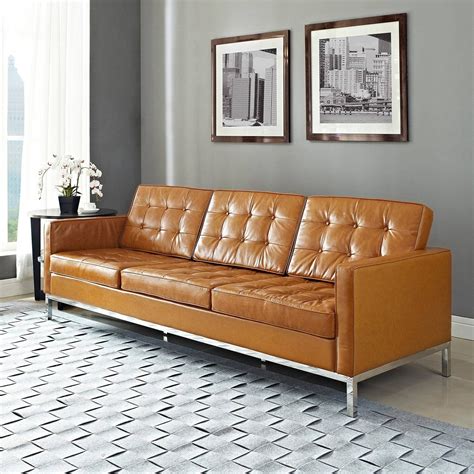caramel leather sofa bed