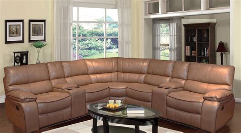 caramel recliner sectional leather sofas