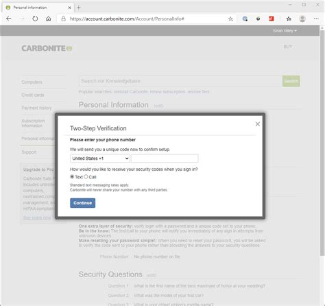 carbonite safe server login