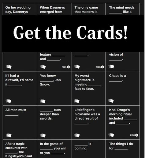 Cards Against Humanity Game Of Thrones