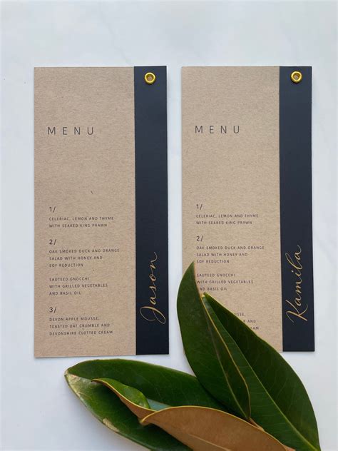 Cardstock Menu