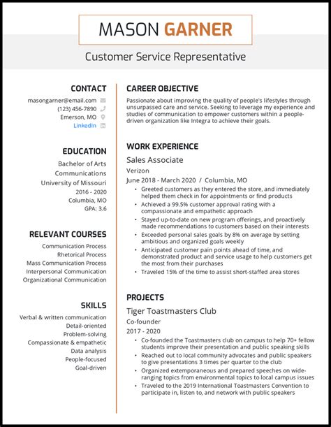 Free Customer Service resume template 2