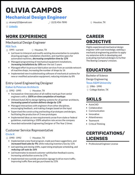 career objective for design engineer examples