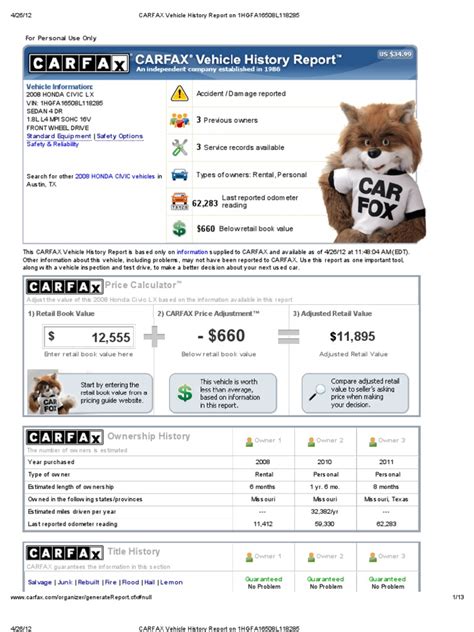 carfax used car report