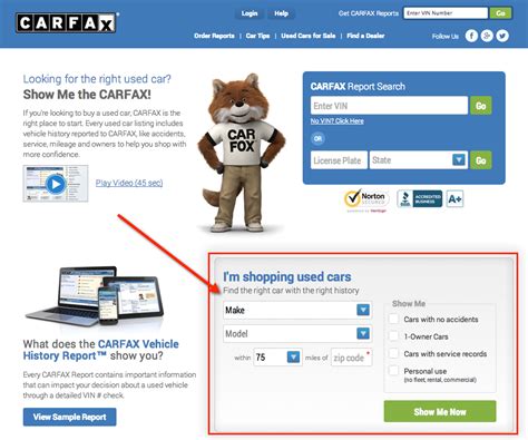 carfax used cars official site