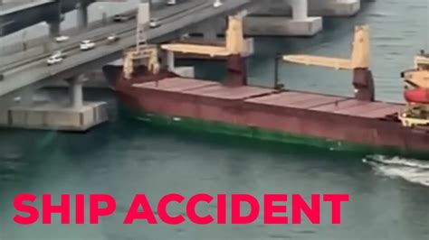 cargo ship hits bridge in turkey
