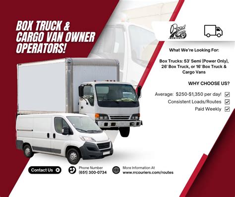 cargo van owner operators wanted