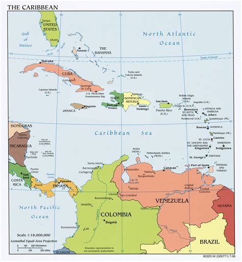 Vector Map of Caribbean Political Bathymetry One Stop Map