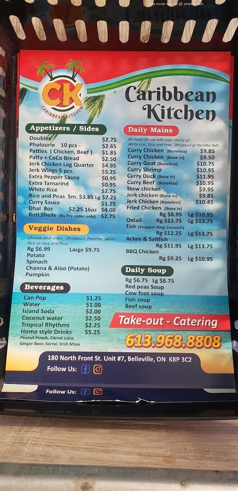 caribbean kitchen menu