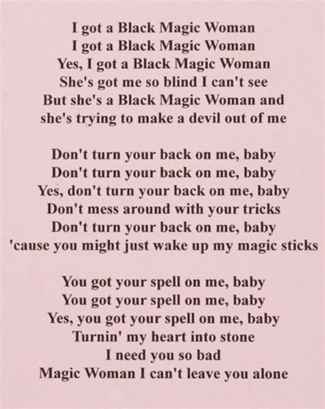 carlos santana black magic woman lyrics