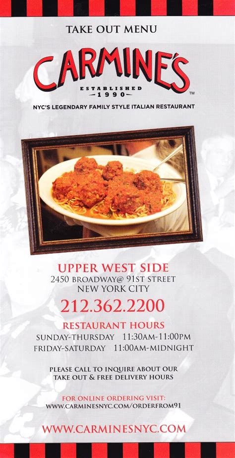 Discover the Ultimate Culinary Experience: Carmines Manhattan Menu Entices Your Senses