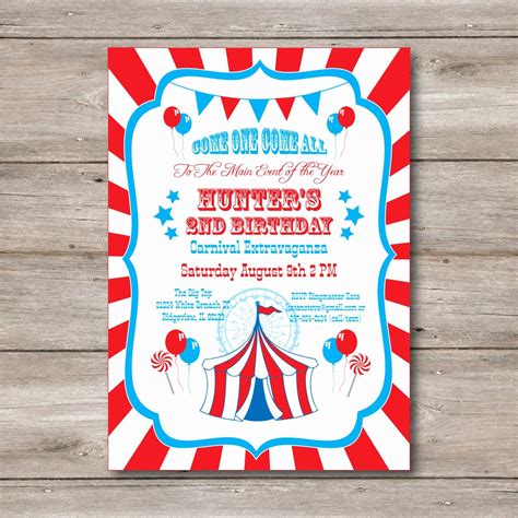 Vintage Circus Carnival Invitation Ticket Invitation Carnival
