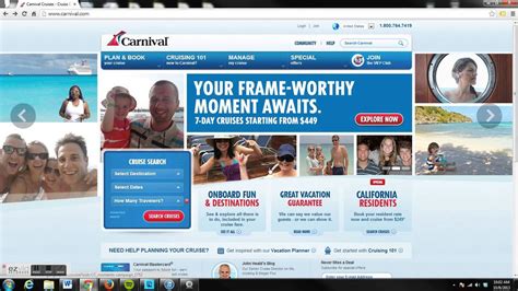 carnival cruise website down