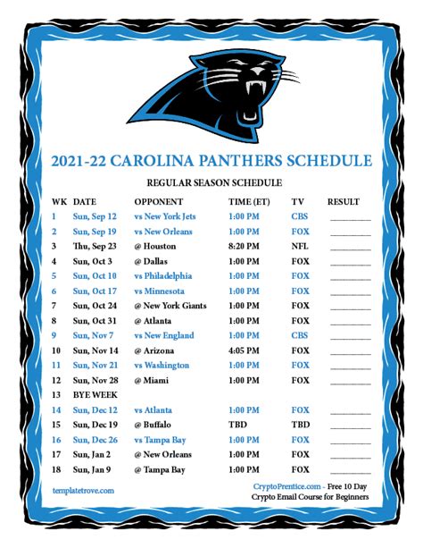 Carolina Panthers Printable Schedule: Your Ultimate Guide