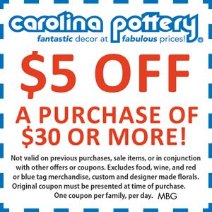 Carolina Pottery Coupon: Make Every Day A Sale Day!