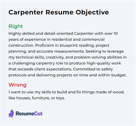 Carpenter Career Objective Statement