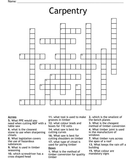 49+ Carpentry Tool Crossword Puzzle Answers ClevelandAkron (Canton) OH