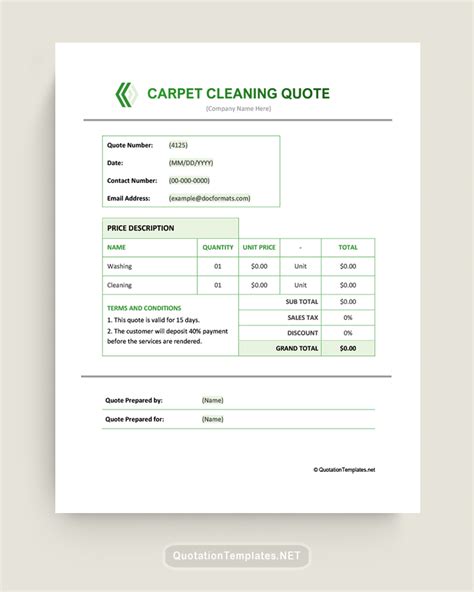 Carpet Cleaning Quotation Template