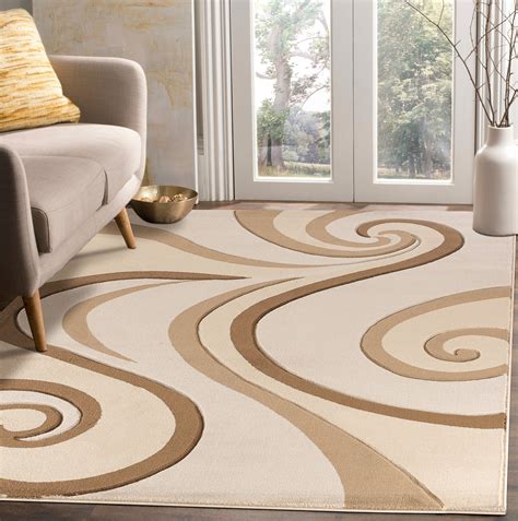Modern swirls handcarved soft living room area rug