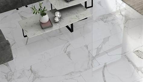 Carrara White Gloss Marble Effect Porcelain Wall and Floor Tile Tiles