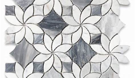 Bardiglio Gray Marble Wildflower Rain Flower Waterjet Mosaic Tile w