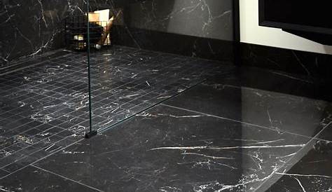 Carrelage mur/sol forte marbre noir satiné et mat l.32 x L
