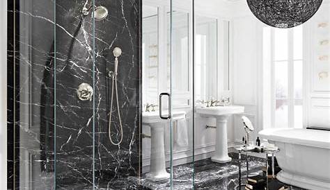 Carrelage salle de bain marbre noir Idée de maison et déco